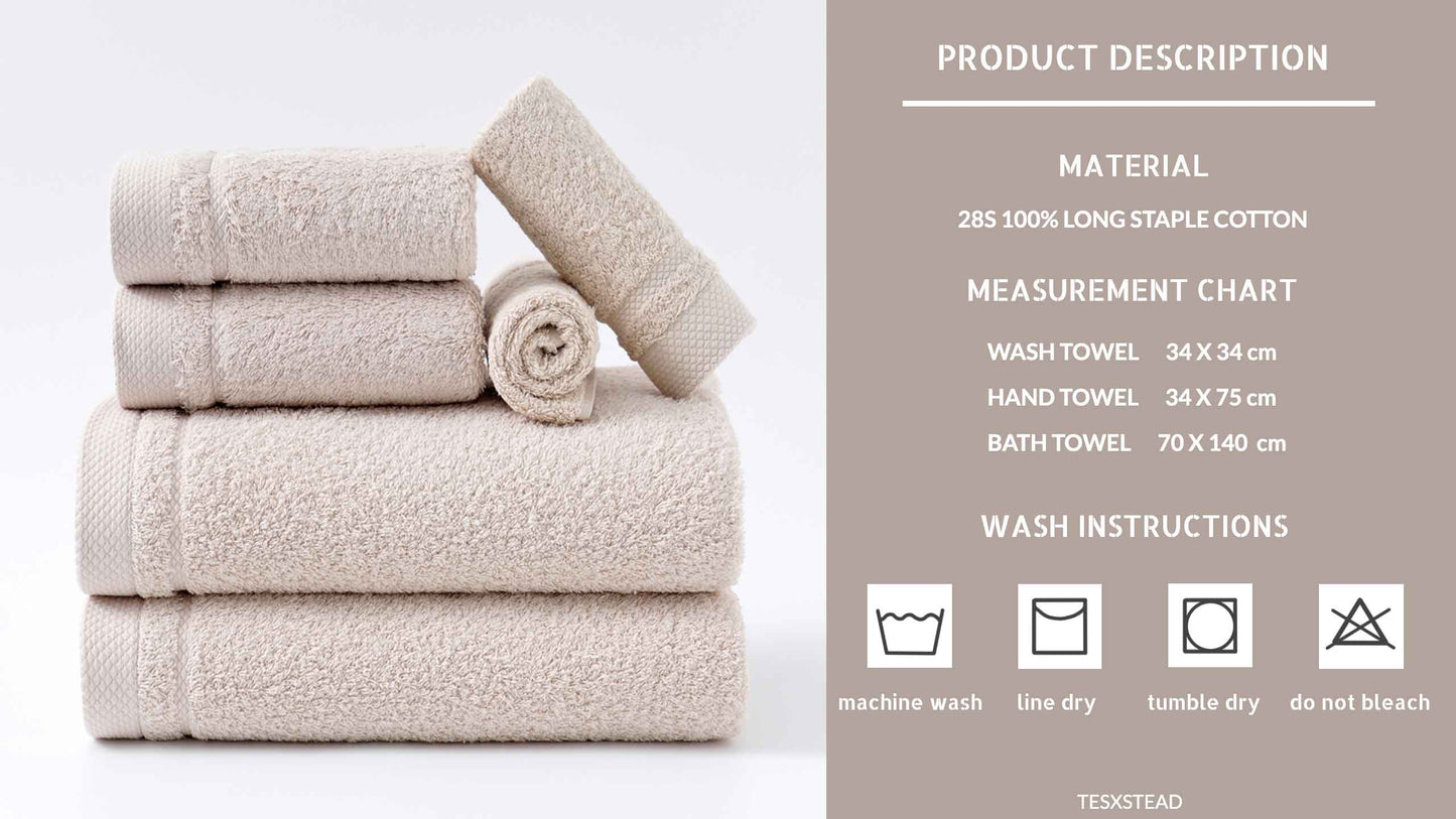 Luxury Cotton Towel Collection - 4 Bath Towels + 2 Hand Towels, Soft & Absorbent, Perfect for Daily Use