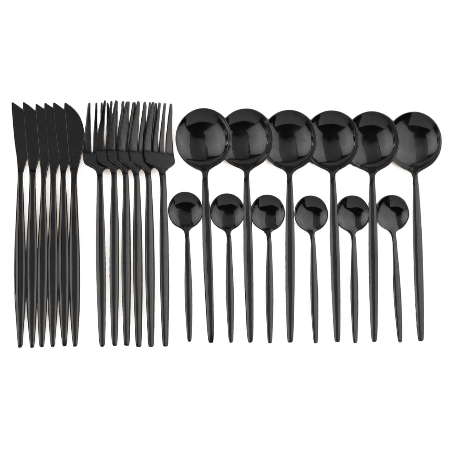 24pcs Black & Gold Stainless Steel Cutlery Set